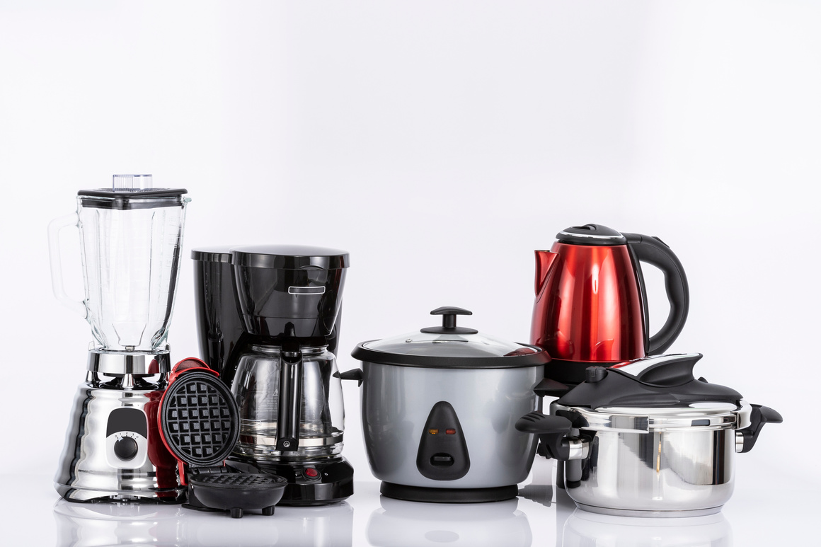 Kitchen Home Appliances - Different household appliances On Neutral Background