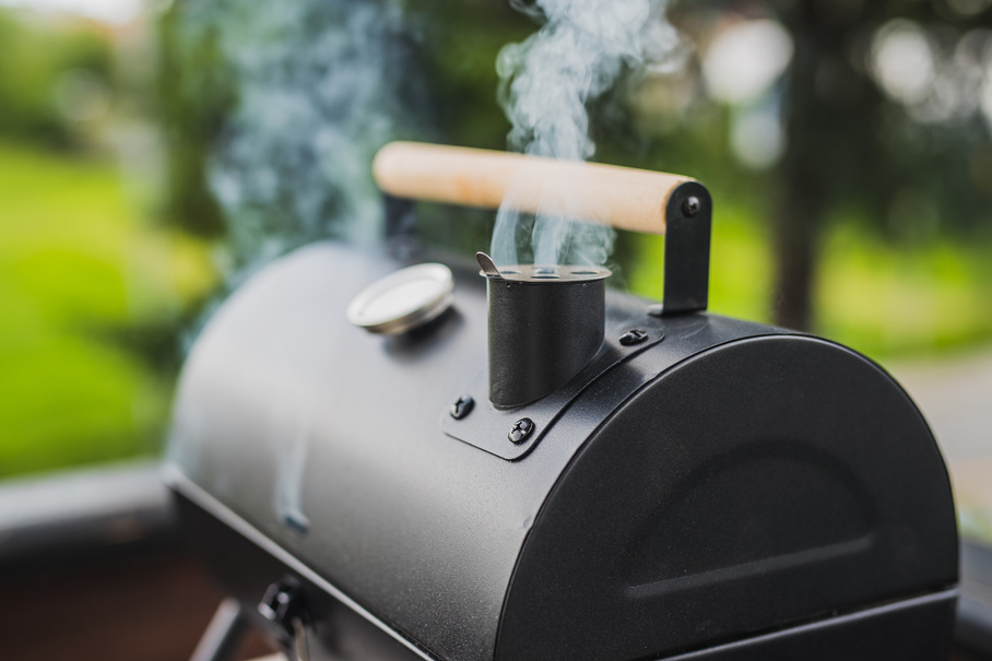 Smoke coming from smoker BBQ