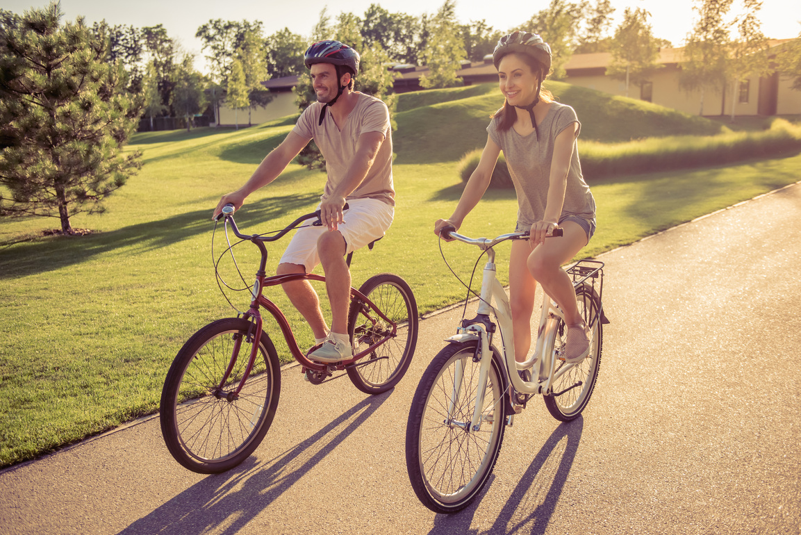 Family on bikes